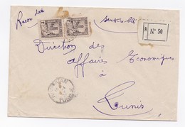 ENVELOPPE RECOMMANDEE DE KAIROUAN POUR TUNIS DE 19/04/1937 - Briefe U. Dokumente