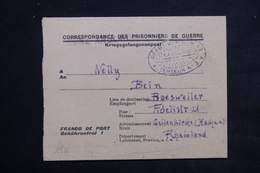FRANCE - Formulaire Du Camp De Prisonniers De Dannes ( Pas De Calais) Pour Baesweiler - L 22950 - WW II