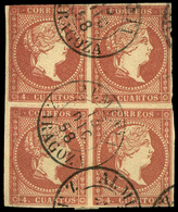 Ed. 0 48 Bl.4 - Mat. Fechador Tp. I “Almunia-Zaragoza” Lujo. - Unused Stamps