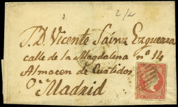 Ed. 48 -  1856. Sobreenvuelta Cda Con Parilla Sobre Sello Y Baeza “Torrelaguna 31/05/56” A Madrid - Ungebraucht