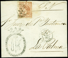 Ed. 96 - Plica Cda Con Mat. Fechador Tp. II “La Palma-Huelva” + Marca Administrativa. Preciosa. - Unused Stamps