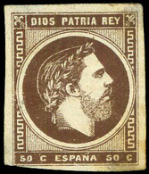 Ed. ** 160ec - Error De Color. 50Cts. Castaño. Pese A Ligero Descarnado Pieza De Gran Rareza. Marquilla Roig - Carlistes