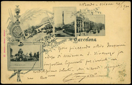 T.P.(sello Italiano). Preciosa Tarjeta “Recuerdo De Barcelona” Y Con Remite “a Bordo Orione 20/1900” - Ungebraucht