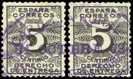 Ed. 0 592 Pareja - SALVATIERRA-Badajoz. Fechador Ovalado En Azul “Carteria Rural” - Sonstige & Ohne Zuordnung