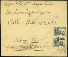 Ed. 819(2) - MUGIA.Coruña. Carta Cda A Buenos Aires Mat. Carteria + C. Militar. Hay Llegada. - Sonstige & Ohne Zuordnung