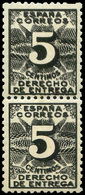 Ed. *** 592ed - Pareja Vertical. Doble Impresión. Más Marcado En El Sello Superior. Lujo. Cat. +165€ - Unused Stamps