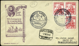 Ed. 1034(3) - Carta Cda Con Fechador Gomis 172 “Burgos VII Centenario Marina Española 02/Oct/48-Certificado” - Ungebraucht