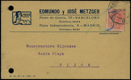 Ed. T.P. 269 - “E.J.M.” (Edmundo Y José Metzger. Barcelona) Tarjeta Cda A Gijón 2/Jun/ 1916. (Ex Florentino Perez) - Otros & Sin Clasificación