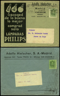 Ed. 310 - “A.H.” (Adolfo Hielscher. Madrid. Material Eléctrico). Carta Cda A Zarza Del Tajo. (Conjunto De 2 Cartas…) - Altri & Non Classificati