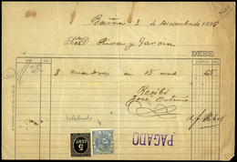 Documento Fiscal. 1898. “R.G.” (Riva Y Garcia) Sobre Sello Fiscal + 236. Lujo. Muy Raro. - Autres & Non Classés