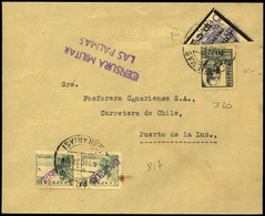 Ed. 820-817(2) Con Habili. Privada+bisecado Canarias 17 - Carta Cda “Las Palmas 16/10/37” A Puerto De La Luz. Lujo - Other & Unclassified
