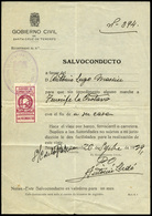 1939. Salvoconducto Del Gobierno Civil De La Provincia De Santa Cruz De Tenerife Con 1 Sello De “Subsidio Al Co…" - Sonstige & Ohne Zuordnung