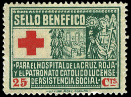 Ed. *** 5 LUGO. 25Cts. Verde. Raro. Lujo - Viñetas De La Guerra Civil