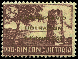 Ed. ** 8 Málaga.RINCÓN DE LA VICTORIA. Sobrecarga Dorada. Escaso - Spanish Civil War Labels