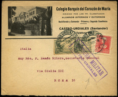 Ed. 817(2)+857 - Carta De “Castro Urdiales 29/Nov/38” A Toma. Sobre Ilustrado Del “Colegio Barquín Del Corazón…" - Briefe U. Dokumente