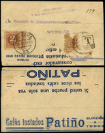 Ed. 731+Bisectado 731 - Preciosa Carta Con Publicidad “Cafés Tostados Patiño” De “Huelva 17/Jul/37” A San Sebastian… - Cartas & Documentos