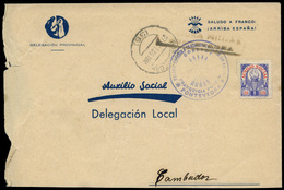 Carta Cda Con Sello De “Auxilio Social” 25Cts. Y Franquicia “Falange.Correos. Pontevedra 27/Oct/39” A Cambados - Cartas & Documentos