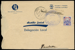 Carta Cda Con Sello De “Auxilio Social” 25Cts. Y Franquicia “Falange.Correos. Pontevedra 27/Oct/39” A Cambados - Lettres & Documents