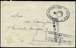 Carta Cda Con Franquicia “11 Rgto. Artilleria Ligero. 53 Bateria” +“Censura Militar 53.Bª.11 Rgto. Artilleria Ligera”… - Covers & Documents