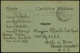 T.P. 1937. Tarjeta Postal Cda Desde El Frente De Santander “Ufficio Postale Speciale 25/08/37” Desde La “Bandera…" - Brieven En Documenten