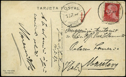 T.P. 1937. Tarjeta Patriótica (General Moscardó) Cda Desde El Frente De Santander 14/07/ 37 A Italia - Covers & Documents