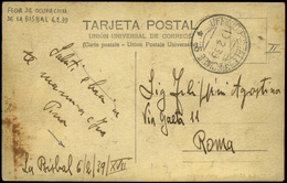 T.P. 1939. 10/02/39 Con Fechador “UPS-9” A Roma. Tarjeta Fechada El Día De La Ocupación De “La Bisbal” - Cartas & Documentos