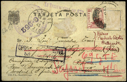 T.P. 1943. Tarjeta De Madrid A Campos De Trabajo En Francia Y Reexpedida Varias Veces. Diversas Marcas De Control… - Covers & Documents