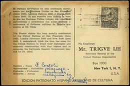 T.P. 1946.Paraguay. “Spain Pyinner Of The Fight Democracy......” Cda De Asunción A USA. Muy Rara. - Covers & Documents