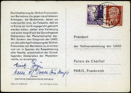 T.P. 1952.Alemania Or. “Freiheit Für Die 34 Aús Barcelona” Cda De Berlín A Paris.Rara. - Briefe U. Dokumente