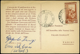 T.P. 1951.Italia. “Liberta’ Per I 34 Di Barcellona” Cda De Nápoles A Paris. Muy Raro. - Cartas & Documentos