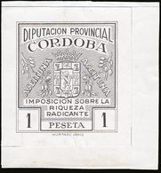 Año 1939 CÓRDOBA. “Timbre Municipal.Córdoba. 1Pts.” (tamaño Grande) Prueba En Negro. - Fiscali