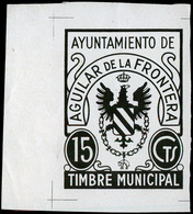 Año 1939 CÓRDOBA.Aguilar De La Frontera.“Timbre Municipal.Aguilar De La Frontera.15Cts” (tamaño Grande)Prueba - Fiscales