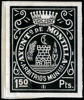 Año 1939 CÓRDOBA.Montilla. “Ayuntamiento Montilla” Prueba En Negro 1,50ptas. Muy Rara Pieza. - Revenue Stamps