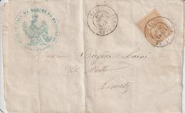 Lettre 1869 De Bonnières Pour Limetz Cachet à Date Bonnières Seine Et Oise. Convocation Juge De Paix De Bonnières - 1849-1876: Klassik