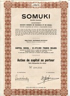 Congo Belge SOMUKI S.A. Ancien. Société Minière De Muhinga Et De Kigali Watermael-Boitsfort Action De Capital - Afrique