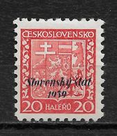 Slovakia 1939, 20h Scott # 4, VF Mint Lightly Hinged*OG, Expertise ! (RN-6) - Unused Stamps