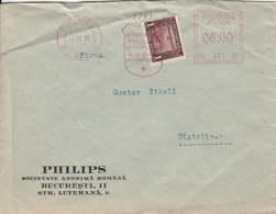 AMOUNT 6, BUCHAREST, PHILIPS RADIO RED MACHINE STAMPS, AVIATION STAMP ON COVER, 1931, ROMANIA - Storia Postale