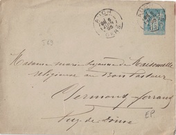 GERS - AUCH -ENTIER POSTAL SAGE 15c - LE 6 JUIN 1895 POUR CLERMONT-FERRAND. - 1877-1920: Semi Modern Period