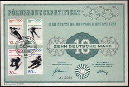 Germany Bonn 1971 / Olympic Games Sapporo / Förderungs-Zertifikat 10 DM / Sporthilfe / Alpine Skiing - Winter 1972: Sapporo