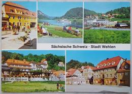 Sächsische Schweiz - Stadt Wehlen  // Karl-Marx-Platz, Liegewiese, Anlegestelle, Eis-Café Elbterrasse //  Vg DDR - G2 - Wehlen