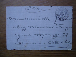 1915 WWI Correspondance Manuscrite A Une Demoiselle Dijon Cachet TRESOR POSTES - Oorlogszegels