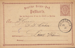 Deutsche Reichs-Post Postal Stationery Ganzsache Entier ½ Gr. Adler Eagle ANDERNACH 1874 LINTZ A/ Rhein - Postcards