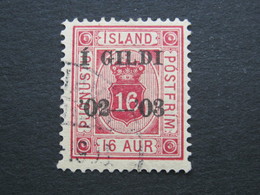 ISLAND , DIENST ,  16 Aur  Überdruck , D 14 , Gestempelt - Dienstzegels