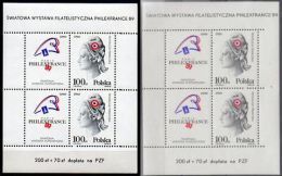 POLAND 1989 WORLD PHILATELIC EXHIBITION PHILEXFRANCE 89 FRANCE MS 1 & 2 NHM Liberté égalité Fraternité French Revolution - Franz. Revolution