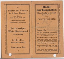 Charlottenburg Berlin Hôtel Am Tiergarten Bismarckstrasse 1920 - Autres & Non Classés