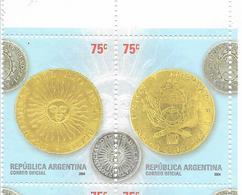 ARGENTINA 2004 NUMISMATIC CONTINUOUS PAIR MINT NH SCOTT 2304 - Ongebruikt