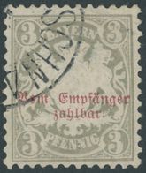 1885, 3 Pf. Türkisgrau, Wz. 3, Eckbug Sonst Pracht, Mi. 130.- -> Automatically Generated Translation: 1885, 3 Pf. Turquo - Autres & Non Classés