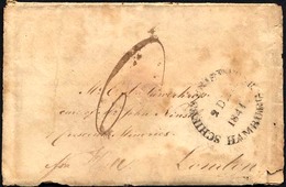 HAMBURG VORPHILA 1841, SCHIFFS BRIEF-POST HAMBURG, Auf Brief For Hull Nach London, Rückseitiger L2 HULL/SHIP LETTER Und  - Préphilatélie