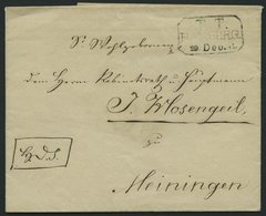 HAMBURG - THURN UND TAXISCHES O.P.A. 1842, T.T. HAMBURG, R3 Auf Brief Per K.D.S. Nach Heiningen, Pracht - Autres & Non Classés