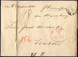 HAMBURG - GRENZÜBERGANGSSTEMPEL 1842, T 11 OCT, In Rot Auf Brief Von Königsberg über Hamburg (K1) Nach London, Registrat - Préphilatélie